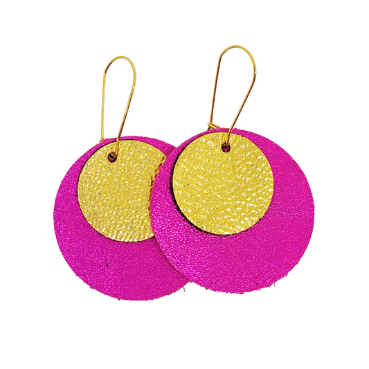 Full Circle Earrings | Shocking Pink & Gold