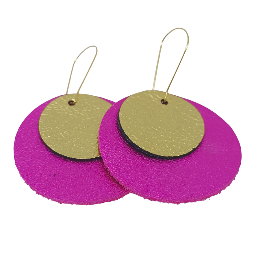 Full Circle Earrings | Shocking Pink & Gold