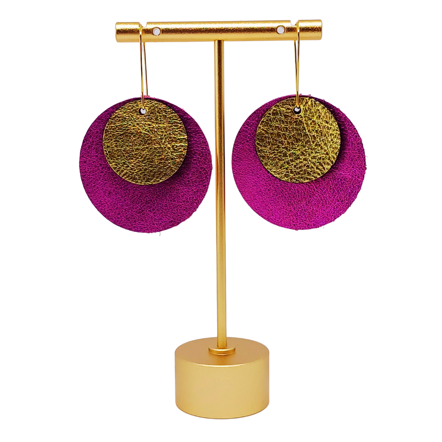 Full Circle Earrings | Shocking Pink & Gold