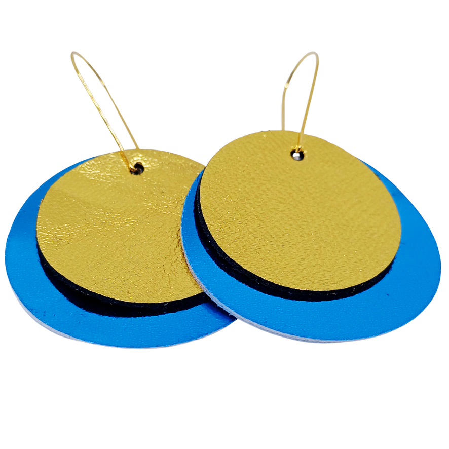 Full Circle Earrings | Metallic Blue & Gold